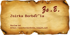 Zsirka Borbála névjegykártya